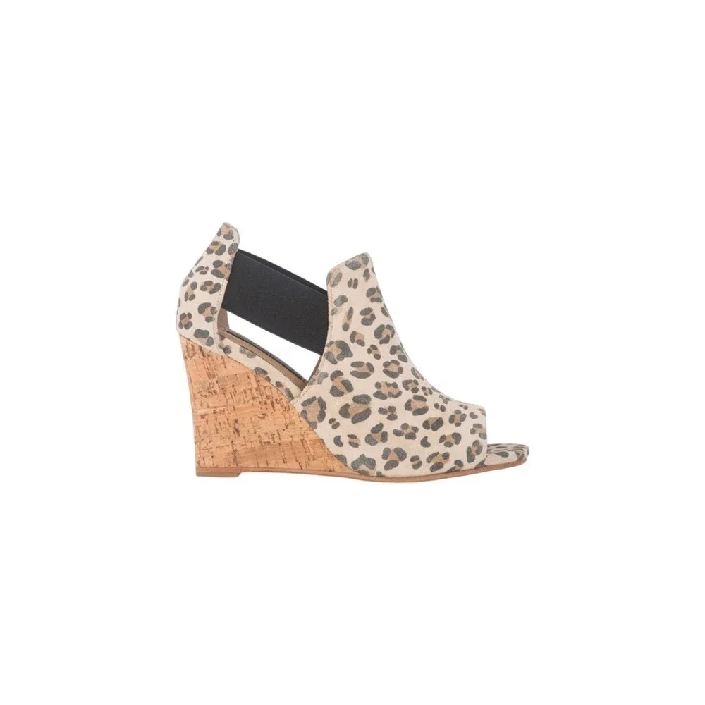 NWT Marchez Vouz Blue Leopard leather wedge heel shoes sz 9,5‎